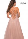 Picture of: Embellished Tulle A-Line Gown with Strappy Back in Mauve, Detail Picture 4