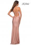Picture of: Jersey Dress with Rhinestone Beaded Top and V Neck in Mauve, Detail Picture 4