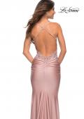Picture of: Prom Dress with Illusion Lace Bodice and Ruched Skirt in Mauve, Detail Picture 4