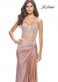 Picture of: Jersey Dress with Knot Detail and Sheer Rhinestone Bodice in Mauve, Style: 31556, Detail Picture 4