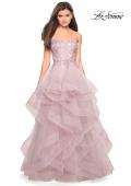 Picture of: Strapless Tulle Prom Gown with Lace Embellishments in Mauve, Style: 27620, Detail Picture 5