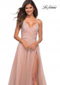 Picture of: Embellished Tulle A-Line Gown with Strappy Back in Mauve, Detail Picture 5