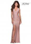 Picture of: Sleek Prom Dress with Deep V-Neckline and Tie Back in Mauve, Style: 28677, Detail Picture 6