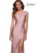 Picture of: One Shoulder Shiny Ruched Jersey Dress with Slit in Mauve, Style 29619, Detail Picture 6