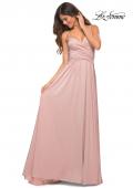 Picture of: Elegant Criss-Cross Ruched Bodice Jersey Dress in Mauve, Detail Picture 6
