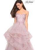 Picture of: Strapless Tulle Prom Gown with Lace Embellishments in Mauve, Style: 27620, Detail Picture 7