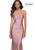 Picture of: On Trend Jersey Long Dress with Ruching on Bodice in Mauve, Style 29873, Detail Picture 7