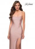 Picture of: Open Strappy Back Jersey Gown with Rhinestones in Mauve, Style 29899, Detail Picture 7