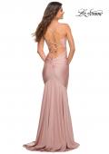Picture of: Fitted Jersey Gown with Rhinestone Top in Mauve, Detail Picture 7