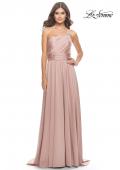 Picture of: Chic One Shoulder Long Jersey Gown with Defined Waist in Mauve, Style: 31170, Detail Picture 7