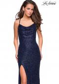 Picture of: Fully Beaded Long Prom Gown with Open Back in Midnight Blue, Style: 26964, Main Picture