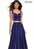 Picture of: Metallic Satin Two Piece Gown with Pockets in Midnight Blue, Style: 27444, Main Picture