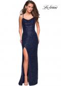 Picture of: Fully Beaded Long Prom Gown with Open Back in Midnight Blue, Style: 26964, Detail Picture 1