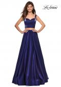 Picture of: Metallic Satin Two Piece Gown with Pockets in Midnight Blue, Style: 27444, Detail Picture 3