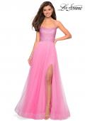Picture of: Long A Line Tulle Prom Dress with Beading in Millennial Pink, Style: 27668, Detail Picture 1