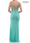 Picture of: Rhinestone Corset Gown with Slit and Lace-Up Back in Mint, Style: 33772, Detail Picture 8