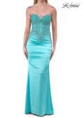 Picture of: Strapless Beaded Corset Gown with Ruching and Lace-Up Back in Mint, Style: 33765, Detail Picture 9