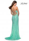 Picture of: Sequin Lace Prom Dress with Plunging Neckline in Mint, Style: 28359, Back Picture