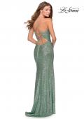 Picture of: Sequin Prom Dress with Center Slit and Tie Up Back in Mint, Style: 28525, Back Picture