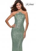 Picture of: Sequin Pyramid Neck Prom Dress with Open Back in Mint, Style: 28650, Back Picture