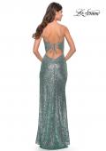 Picture of: Stretch Sequin Dress with High Side Slit and V Neck in Mint, Style: 31298, Back Picture