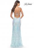 Picture of: Print Sequin Iridescent Prom Dress with Strappy Back in Mint, Style: 31547, Back Picture
