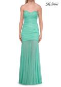 Picture of: Strapless Ruched Rhinestone Gown with Sheer Skirt in Mint, Style: 33725, Detail Picture 19