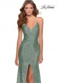 Picture of: Sequin Prom Dress with Center Slit and Tie Up Back in Mint, Style: 28525, Detail Picture 1