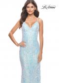 Picture of: Print Sequin Iridescent Prom Dress with Strappy Back in Mint, Style: 31547, Detail Picture 1