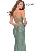 Picture of: Sequin Prom Dress with Center Slit and Tie Up Back in Mint, Style: 28525, Detail Picture 2