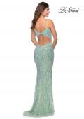 Picture of: Iridescent Floral Prom Dress with Cut out Open Back in Mint, Style: 28918, Detail Picture 2