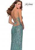 Picture of: Long Sequin Pattern Prom Dress with Tie Up Back in Mint, Style: 28516, Detail Picture 4