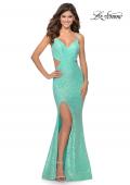 Picture of: Lace Stretch Sequin Dress with Side Cut Outs in Mint, Style: 28983, Detail Picture 6