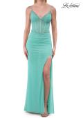 Picture of: Rhinestone Corset Gown with Slit and Lace-Up Back in Mint, Style: 33772, Detail Picture 7