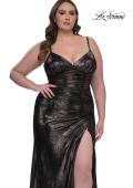 Picture of: Metallic Plus Size Prom Dress with Flattering Ruching in Mocha , Style: 33020, Detail Picture 5