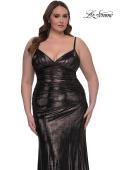 Picture of: Metallic Plus Size Prom Dress with Flattering Ruching in Mocha , Style: 33020, Detail Picture 6