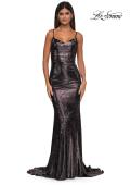 Picture of: Metallic Jersey Dress with Low Back and Ruching in Mocha, Style: 32932, Detail Picture 8