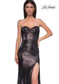 Picture of: Strapless Chic Metallic Jersey Dress with Criss Cross Bodice in Mocha , Style 32876, Detail Picture 11