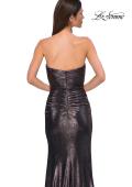 Picture of: Strapless Chic Metallic Jersey Dress with Criss Cross Bodice in Mocha , Style 32876, Detail Picture 12