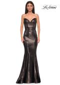 Picture of: Mermaid Metallic Prom Dress with Sweetheart Strapless Top in Mocha , Style 32995, Detail Picture 13