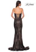 Picture of: Mermaid Metallic Prom Dress with Sweetheart Strapless Top in Mocha , Style 32995, Detail Picture 14