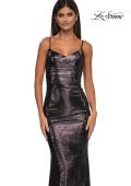 Picture of: Metallic Jersey Dress with Low Back and Ruching in Mocha, Style: 32932, Detail Picture 16