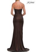 Picture of: Strapless Metallic Jersey Gown with Ruching and Fitted Silhouette in Mocha, Style: 33424, Detail Picture 16