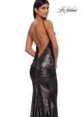 Picture of: Metallic Jersey Dress with Low Back and Ruching in Mocha, Style: 32932, Detail Picture 17