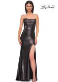Picture of: Strapless Draped Neckline Prom Dress in Metallic Jersey in Mocha , Style 32828, Detail Picture 5