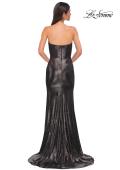 Picture of: Strapless Draped Neckline Prom Dress in Metallic Jersey in Mocha , Style 32828, Detail Picture 6