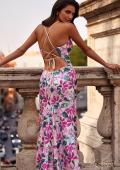 Picture of: Stunning Sequin Floral Print Gown with High Slit in Multi, Style: 32050, Back Picture