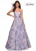 Picture of: Long Empire Waist FLoral Strapless Ball Gown in Multi, Style: 27507, Main Picture