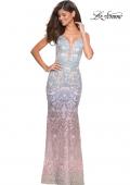 Picture of: Floor Length Fully Beaded Rainbow Ombre Prom Gown in Multi, Style: 27609, Main Picture