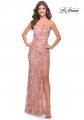 Picture of: Print Sequin Dress with High Slit and Strappy Back in Multi, Style: 31528, Main Picture